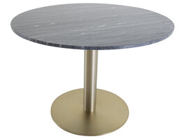 ebuy24 Estelle eetkamertafel Ã˜106cm marmor zwart, mat messing decor.