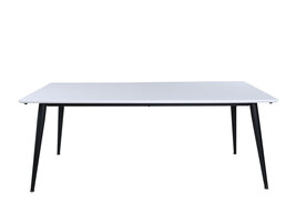 ebuy24 Jimmy eetkamertafel 90x195/285cm met extra plaat HPL wit, zwart.