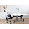 ebuy24 Jimmy eetkamertafel 90x195/285cm met extra plaat HPL wit, zwart.