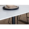ebuy24 Jimmy eetkamertafel 90x195/285cm met extra plaat HPL wit, zwart.