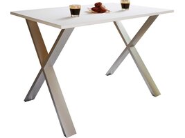 ebuy24 XonaX eetkamertafel 140x80cm wit, zilverkleurig.