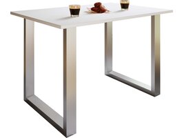 ebuy24 XonaU eetkamertafel 140x80cm wit, zilverkleurig.