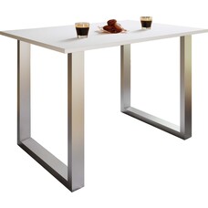 ebuy24 XonaU eetkamertafel 140x50cm wit, zilverkleurig.