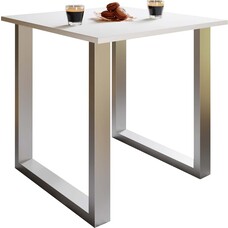 ebuy24 XonaU eetkamertafel 80x80cm wit, zilverkleurig.