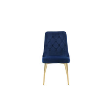 ebuy24 VelvetDeluxe eetkamerstoel velours blauw, messing decor.