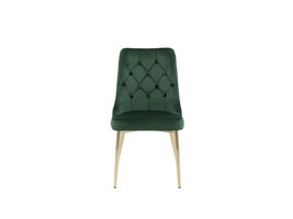 ebuy24 VelvetDeluxe eetkamerstoel velours groen, messing decor.