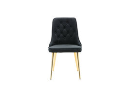 ebuy24 VelvetDeluxe eetkamerstoel velours zwart, messing decor.