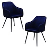 ebuy24 Savona eetkamerstoel velours blauw.