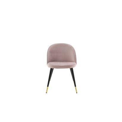 ebuy24 Velvet eetkamerstoel velours roze, zwart, messing decor.