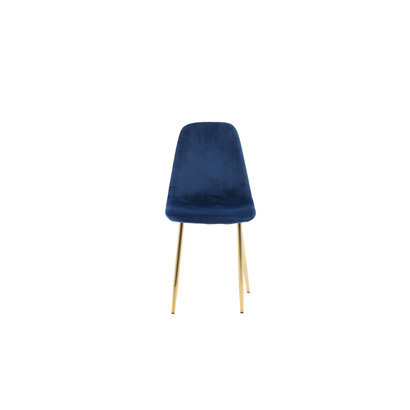 ebuy24 Polar eetkamerstoel velours blauw, messing decor.