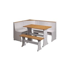 ebuy24 Paterno set hoekbank, tafel, kleine bank wit,honing.