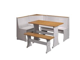 ebuy24 Paterno set hoekbank, tafel, kleine bank wit,honing.