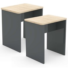 ebuy24 Esal kruk set van 2 stuks antraciet, eik decor.