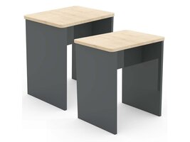 ebuy24 Esal kruk set van 2 stuks antraciet, eik decor.