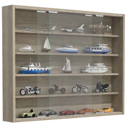 ebuy24 AgisaL glazen vitrines wandmontage 2 schuifdeuren eik decor.