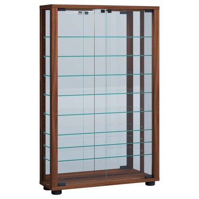 ebuy24 VitrosaMaxi vitrinekast wandmontage met spiegel 2 glazen deuren nootboom decor.