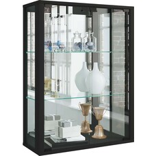 ebuy24 Udina vitrinekast wandmontage met spiegel 2 glazen deuren zwart.