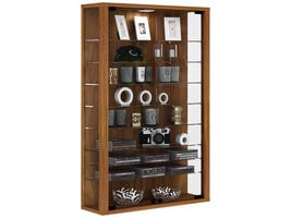 ebuy24 Vitrosa Mini vitrinekast Wandmodel met 2 glazen deuren 8 glazen plankenKernnoten decor.