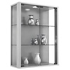 ebuy24 Udina vitrinekast Wandmodel met 2 glazen deuren 2 glazen plankenZilverkleurig.