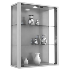 ebuy24 Udina vitrinekast Wandmodel met 2 glazen deuren 2 glazen plankenZilverkleurig.