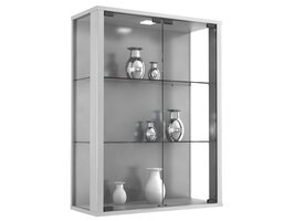 ebuy24 Udina vitrinekast Wandmodel met 2 glazen deuren 2 glazen plankenZilverkleurig.