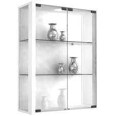 ebuy24 Udina vitrinekast Wandmodel met 2 glazen deuren 2 glazen plankenwit.