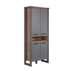 ebuy24 Prime kantoor wandkast 4 deuren, 1 plank, Old Wood decor.