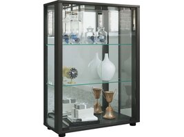 ebuy24 Sintalo vitrinekast met spiegel 2 glazen deuren zwart.