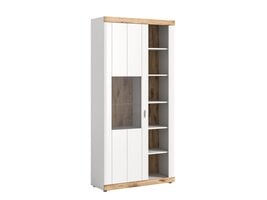 ebuy24 Laredo vitrinekast 1 deur, 5 planken mat wit,eik decor,wit.