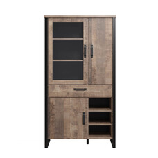 ebuy24 Emile vitrinekast 3 deuren, 1 lade, 3 planken, eik decor.