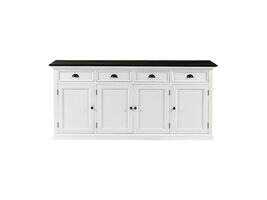 ebuy24 HalifaxContrast dressoir 4 deuren, 4 laden wit, zwart.