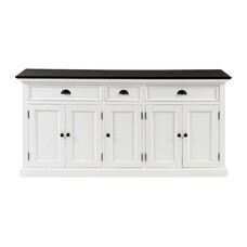 ebuy24 HalifaxContrast dressoir 5 deuren, 2 groote og 1 klein lade wit, zwart.