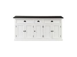 ebuy24 HalifaxContrast dressoir 5 deuren, 2 groote og 1 klein lade wit, zwart.