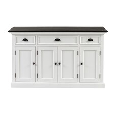 ebuy24 HalifaxContrast dressoir 4 deuren, 2 kleine og 1 groot lade wit, zwart.