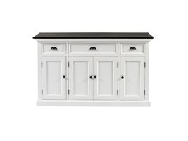 ebuy24 HalifaxContrast dressoir 4 deuren, 2 kleine og 1 groot lade wit, zwart.