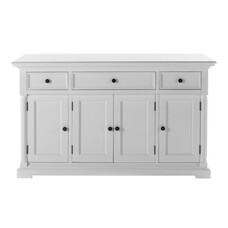 ebuy24 Provence dressoir 4 deuren, 1 grote 2 kleine laden wit.