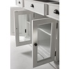 ebuy24 HalifaxContrast dressoir 2 glazen deuren, 2 hout deuren, 2 kleine og 1 groot lade wit, zwart.