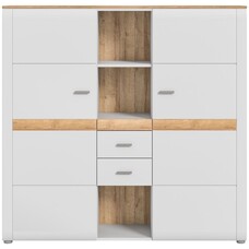 ebuy24 Ashton dressoir 2 deuren, 2 laden, 3 ruimte mat lichtgrijs,eik decor.