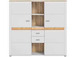 ebuy24 Ashton dressoir 2 deuren, 2 laden, 3 ruimte mat lichtgrijs,eik decor.