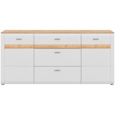 ebuy24 Ashton dressoir 2 deuren, 3 laden mat lichtgrijs,eik decor.