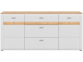 ebuy24 Ashton dressoir 2 deuren, 3 laden mat lichtgrijs,eik decor.