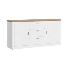 ebuy24 Michigan dressoir 2 deuren, 3 laden mat wit,eik decor,wit.