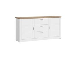 ebuy24 Michigan dressoir 2 deuren, 3 laden mat wit,eik decor,wit.