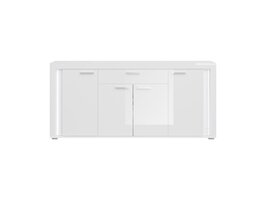 ebuy24 Skylight dressoir 4 deuren, 1 lade met licht hoog glans wit,glas grijs,wit.