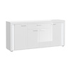ebuy24 Skylight dressoir 4 deuren, 1 lade met licht hoog glans wit,glas grijs,wit.