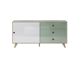 ebuy24 Adelaide dressoir 1 deur, 3 laden wit,groen.