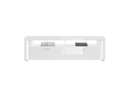 ebuy24 Skylight dressoir 1 klep, 2 planken met licht hoog glans wit,glas grijs,wit.