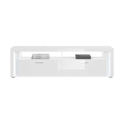 ebuy24 Skylight dressoir 1 klep, 2 planken met licht hoog glans wit,glas grijs,wit.