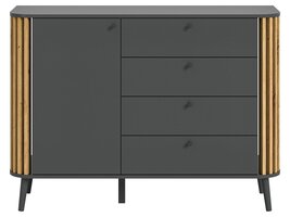 ebuy24 Pure dressoir 1 deur, 4 laden grijs,eik decor.