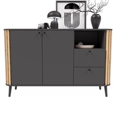 ebuy24 Pure dressoir 2 deuren, 2 laden, 1 plank grijs,eik decor.